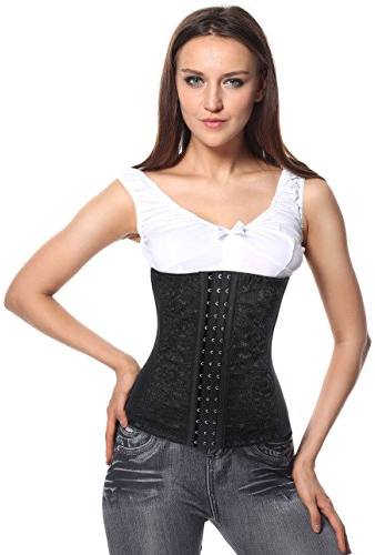 Charmian® Women's Latex Waist Cincher Spiral Steel Boned Tummy Shapewear Girdle