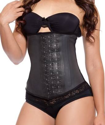 LMB Waist Trainer Corset - Latex Waist Cincher Long Torso with Three Rows of Hooks